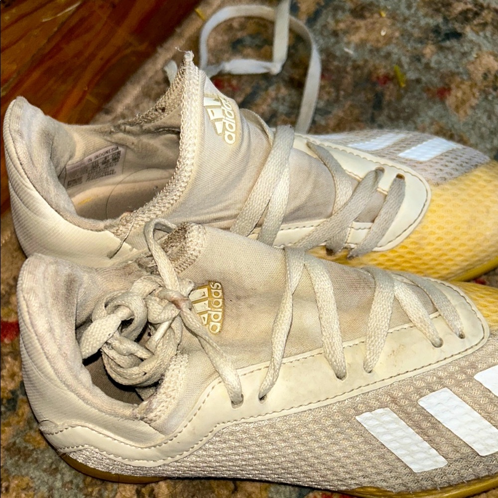 Adidas White and Yellow Soccer Cleats